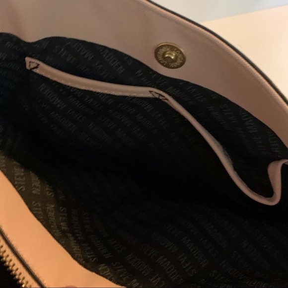 EUC Steve Madden Blush Pink Satchel Work Handbag & Clip on Change Purse Key Ring - Picture 14 of 15